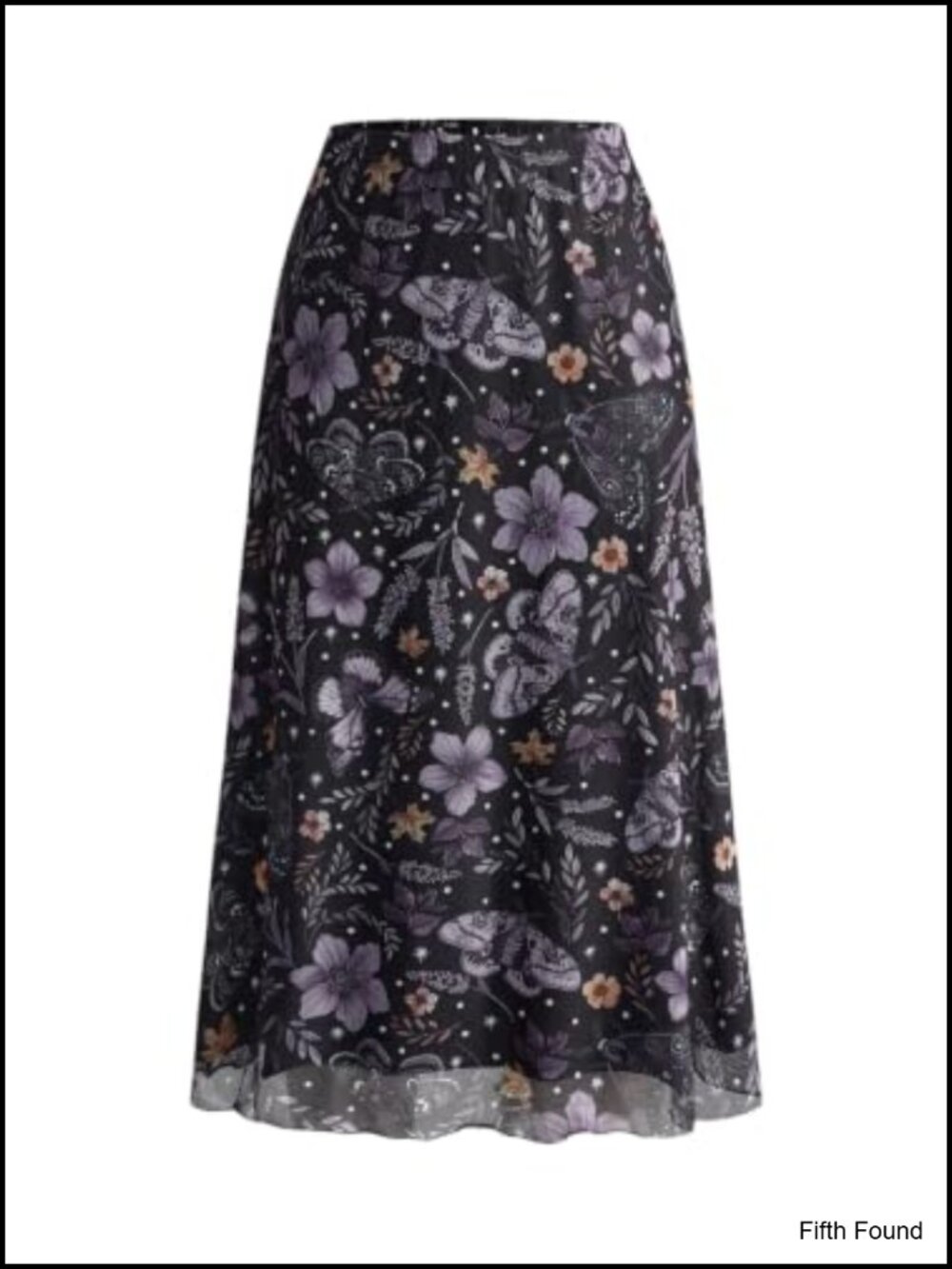 Plus Size Floral Mesh Flowy Midi Skirt A-Line Vintage Summer